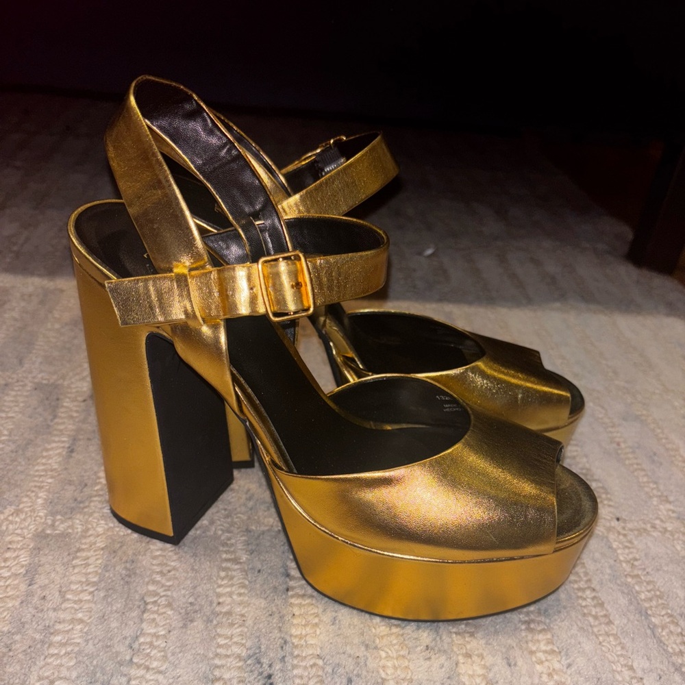 Zara Gold Platform Shoes Luxe Design